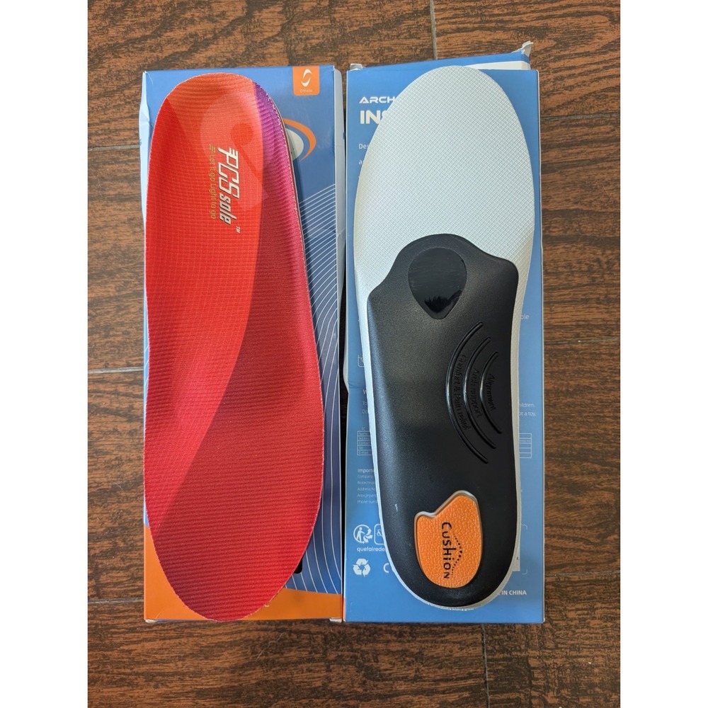 PCSsole Orthotic Arch Support Insoles Plantar Fasciitis Red Mens 13 Womens 15